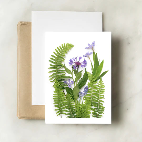 Note Card - Ferns and Blue Flowers