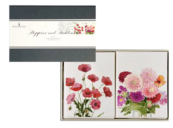 Poppies & Dahlias - Desk Set Note Cards